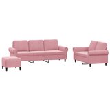  3-dijelni set sofa s jastucima ružičasti baršunasti | shoptok.hr