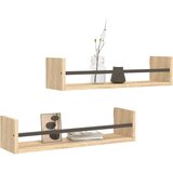  Zidne police s prečkama 2 kom boja hrasta sonome 60x16x14 cm | shoptok.hr