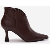 Boto Patent Low Ladies Boots on Heel Chocolate Jolivra | Shoptok.si