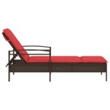 vidaXL ležalnik na soncu z blazino Rjava 63x200x81 cm Poli ratan | Shoptok.si