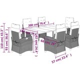  7-dijelni vrtni blagovaonski set od poliratana s jastucima sivi | shoptok.hr