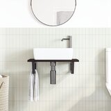  Zidna polica za umivaonik od čelika i masivne hrastovine Smeđa 60 x 40 x 2 cm | Shoptok.si