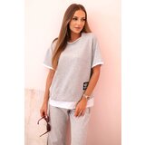Kesi Włoski Women's butter set with short sleeves and pants grey | Shoptok.si