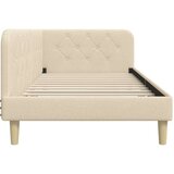 Kutni okvir kreveta s uzglavljem Krema 100 x 200 cm tkanina | shoptok.hr