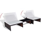 Poli Ležalniki 2 kosa z mizico poli ratan rjavi | Shoptok.si