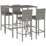  5-dijelni vrtni barski set od poliratana s jastucima sivi Siva 110 cm table length | Shoptok.si