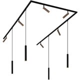 QAZQA Modern railsysteem met 6 spots en 4 hanglampen brons 1-fase - Slimline Uzzy Keno Cene
