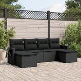 vidaXL 6-dijelni set vrtnih sofa s jastucima crni od poliratana | shoptok.hr