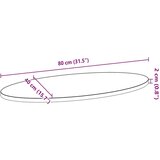 vidaXL Stolna ploča svjetlosmeđa 80x40x2 cm ovalna masivna hrastovina | shoptok.hr