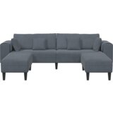 vidaXL Žametni kavč z blazino z blazino 3 pcs Temno siva 208 cm Žamet | Shoptok.si