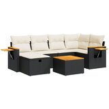 Maison Chic Seti vrtnega pohištva - Vrtna garnitura - Vrtni pohištvo set 7-delna z blazinami črn poli ratan, (21802657) | Shoptok.si