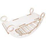 MeowBaby Lesena gugalnica iz belega bora 39x75x38 cm Montessori - | Shoptok.si