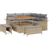  Vrtna garnitura - 8-dijelni set vrtnog kauča s jastučićima bež poli ratan acacia | shoptok.hr