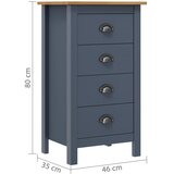  Komoda Hill siva 46 x 35 x 80 cm od masivne borovine | shoptok.hr