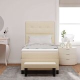  Box Spring Postelja z Vzmetnico in Klopjo Kremna 90x200 cm Tkanina, (22081013) | Shoptok.si
