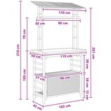 Vanjski bar stol s pohranom Prirodna 110 x 50 x 210 cm Bambus | shoptok.hr
