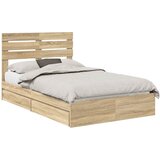 vidaXL Postelja s shranjevanjem z vzglavjem Sonoma hrast 120 x 200 cm, (5000106773) | Shoptok.si