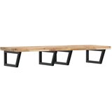  Zidna polica za umivaonik od čelika i masivnog bagremovog drva Smeđa 160 x 50 x 4 cm | Shoptok.si