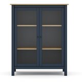 Marckeric Temno modra/naravna vitrina iz masivnega bora 90x110 cm Misti – Marckeric cene