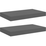  Plutajuće zidne police 2 kom sjajne sive 40 x 23 x 3,8 cm MDF | shoptok.hr