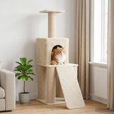  Mačje drvo s sisalnim postoljima za grebanje Krem 146 cm | shoptok.hr