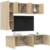  5-dijelni zidni TV elementi svjetlima boja hrasta drveni Smeđa | shoptok.hr