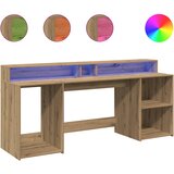 Radni stol s LED svjetlima 200x55x91 cm konstruirano drvo | shoptok.hr