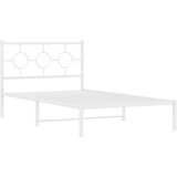 vidaXL Kovinski posteljni okvir z vzglavjem in vznožjem bel 107x203 cm, (21081631) | Shoptok.si
