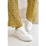 Boto Low Women's Sneakers On Platform Made Of Eco Leather White-Green Nevelena | Shoptok.si