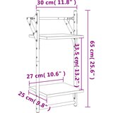  Zidne police s prečkama 2 kom smeđa boja hrasta 30x25x65 cm | shoptok.hr
