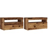  TV omarica z LED lučkami, les, starinski les, 75x35x40 cm, 2 kos | Shoptok.si