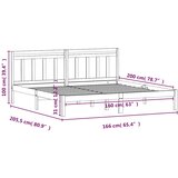  Okvir za krevet od masivne borovine bijeli 160 x 200 cm | shoptok.hr