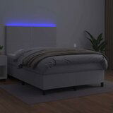  Box spring postelja z vzmetnico LED bela 140x190cm umetno usnje, (20900869) | Shoptok.si