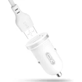 Polnilec za avto TZ08 2x USB 2,1A bel+ kabel USB-C, (20444687)