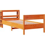 vidaXL Posteljni okvir z vzglavjem voščeno rjava 100x200 cm borovina, (21304178) Cene