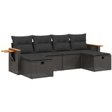  6-dijelni set vrtnih sofa s jastucima crni od poliratana | shoptok.hr