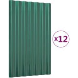 vidaXL Strešne plošče 12 kosov prašno barvano jeklo zelene 60x36 cm | Shoptok.si