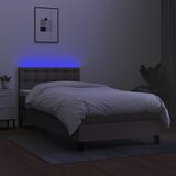 Krevet box spring s madracem LED smeđesivi 80 x 200 cm tkanina | shoptok.hr