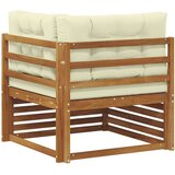  Vanjska kutna sofa Čvrsto drvo akacije Prirodna - Prirodna boja i krem kutna sofa | shoptok.hr