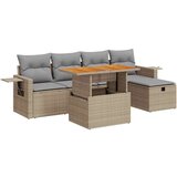 vidaXL 6-dijelni set vrtnih sofa s jastucima bež od poliratana bagrem | shoptok.hr