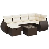 Maison Chic Seti vrtnega pohištva - Vrtna garnitura - Vrtni pohištvo set 7-delna z blazinami rjav poli ratan, (21801503) | Shoptok.si