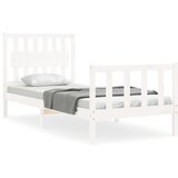 The Living Store Posteljni okvir z vzglavjem bel trden les - Posteljni Okvir, (21531472) | Shoptok.si