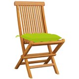 Maison Chic Vrtni stoli - Stol za vrt s svetlo zelenimi blazinami 4 kosi trdna tikovina JS2038, (21877122) Cene