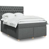 vidaXL Box spring postelja z vzmetnico temno siva 140x200 cm blago | Shoptok.si