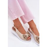 Zazoo Ladies Leather Wedge Sandals With Bow Beige 1882 | Shoptok.si