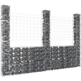 vidaXL Gabionska košara U-oblika s 3 stupa 260 x 20 x 200 cm željezna | shoptok.hr