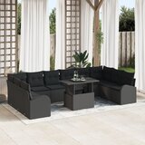 vidaXL 11-dijelna garnitura vrtnih sofa s jastučićima crna poli ratan Cijene