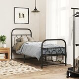 Maison Chic Kovinski Posteljni okvir - Enojna postelja - Postelja za odrasle z vzglavjem in vznožjem črn 75x190 cm, (21696210) | Shoptok.si