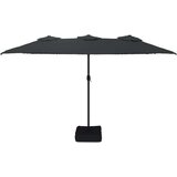vidaXL Dvojni senčnik z LED diodami črn 449x245 cm | Shoptok.si