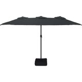 vidaXL Dvostruki suncobran s LED svjetlima crni 449 x 245 cm | shoptok.hr